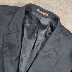 Peter Millar Mens 48R Black 100% Wool Two Button Tailored Suit Jacket Blazer
